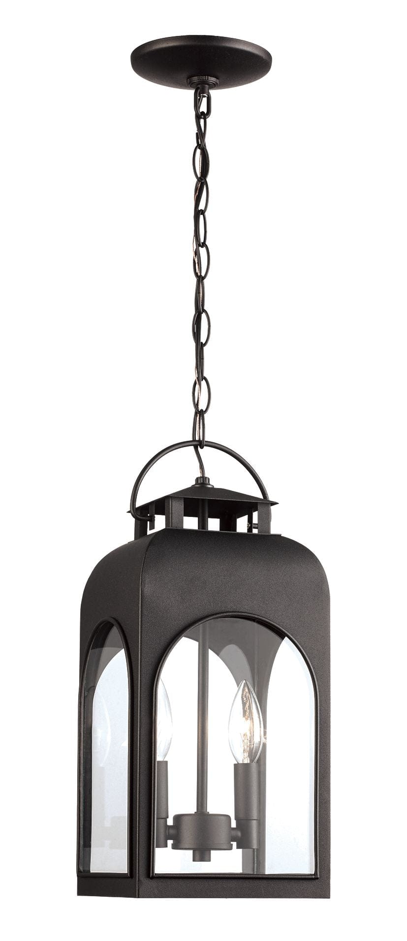 Trans Globe Presence Collection 3-Light Arched Frame Hanging Lantern Pendant- Black