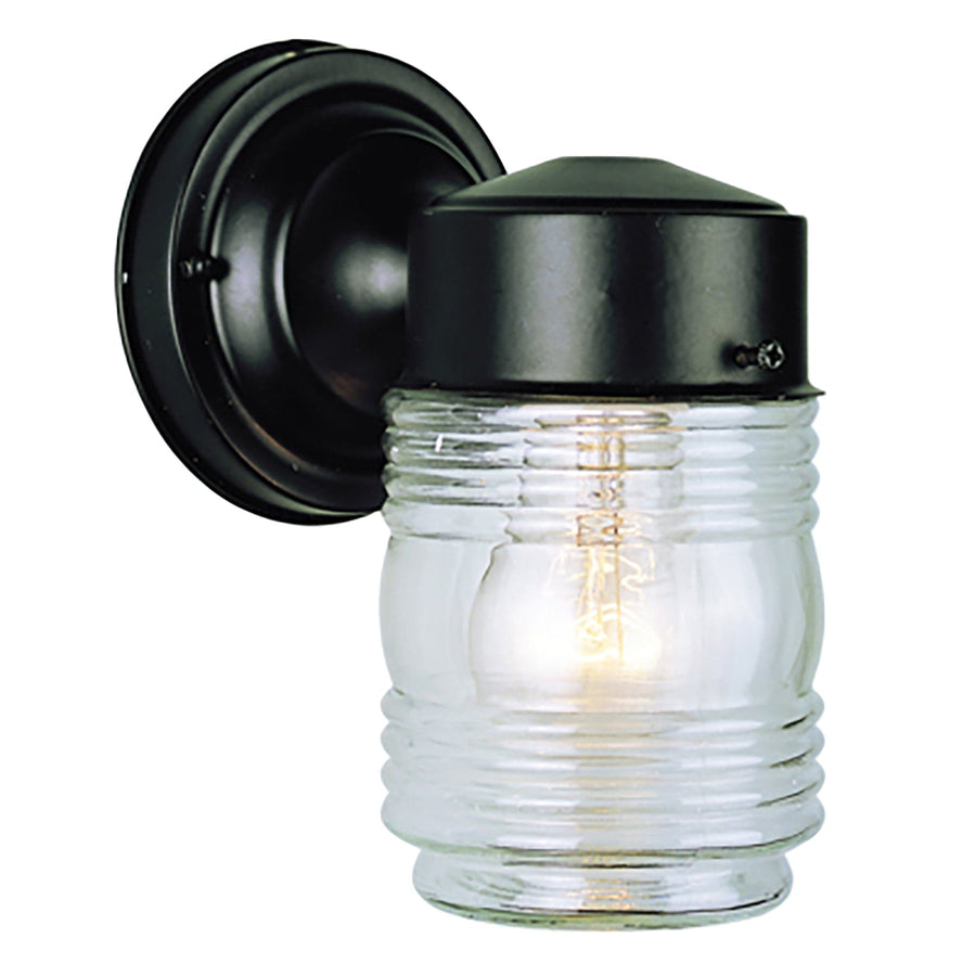 Trans Globe Quinn 1-Light Classic Glass Jar Shade Outdoor Wall Light - Black