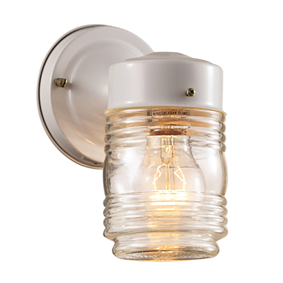 Trans Globe Quinn 1-Light Classic Glass Jar Shade Outdoor Wall Light - White