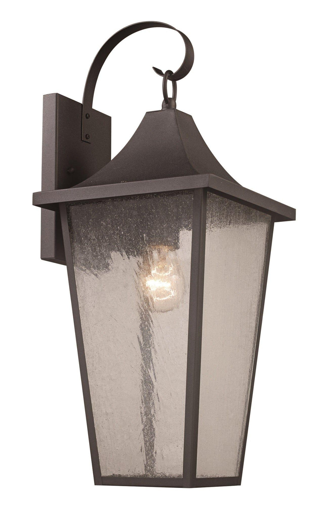 Trans Globe Rasmussen 1-Light Seeded Glass Armed Wall Lantern- Black