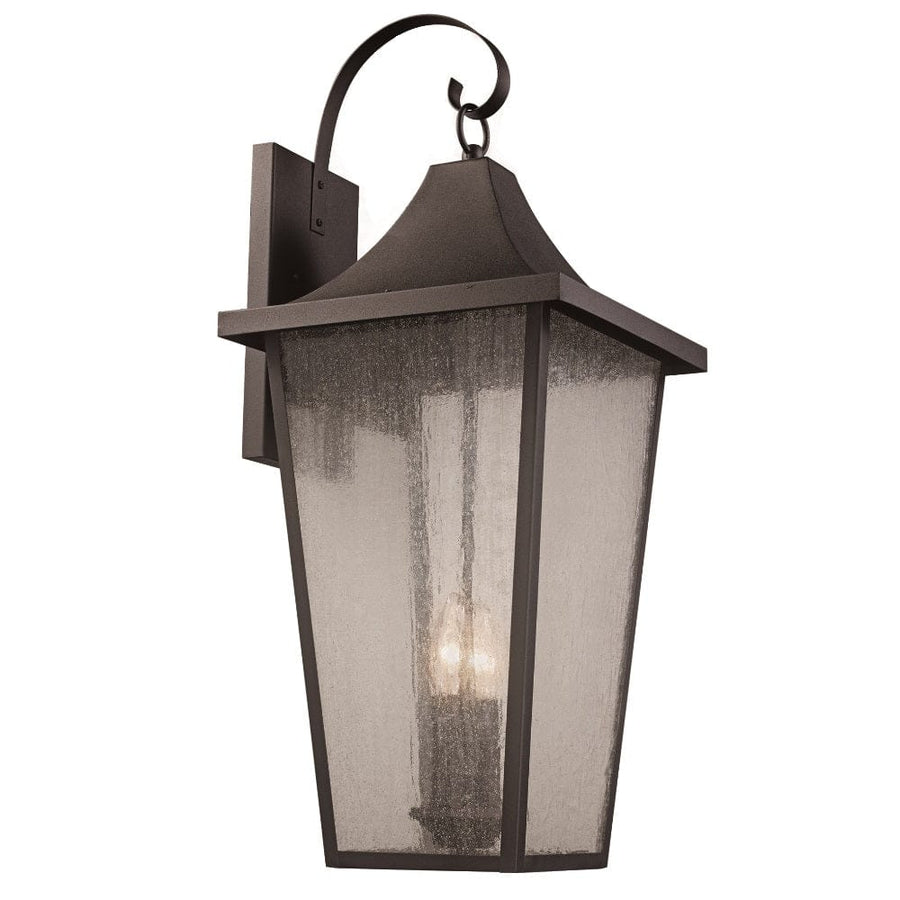Trans Globe Rasmussen 2-Light Seeded Glass Armed Wall Lantern- Black
