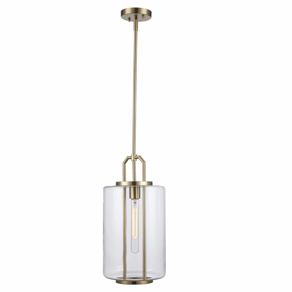 Trans Globe River 1-Light Cylinder with Glass Shade - Antique Gold