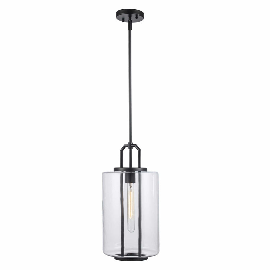 Trans Globe River 1-Light Cylinder with Glass Shade - Black