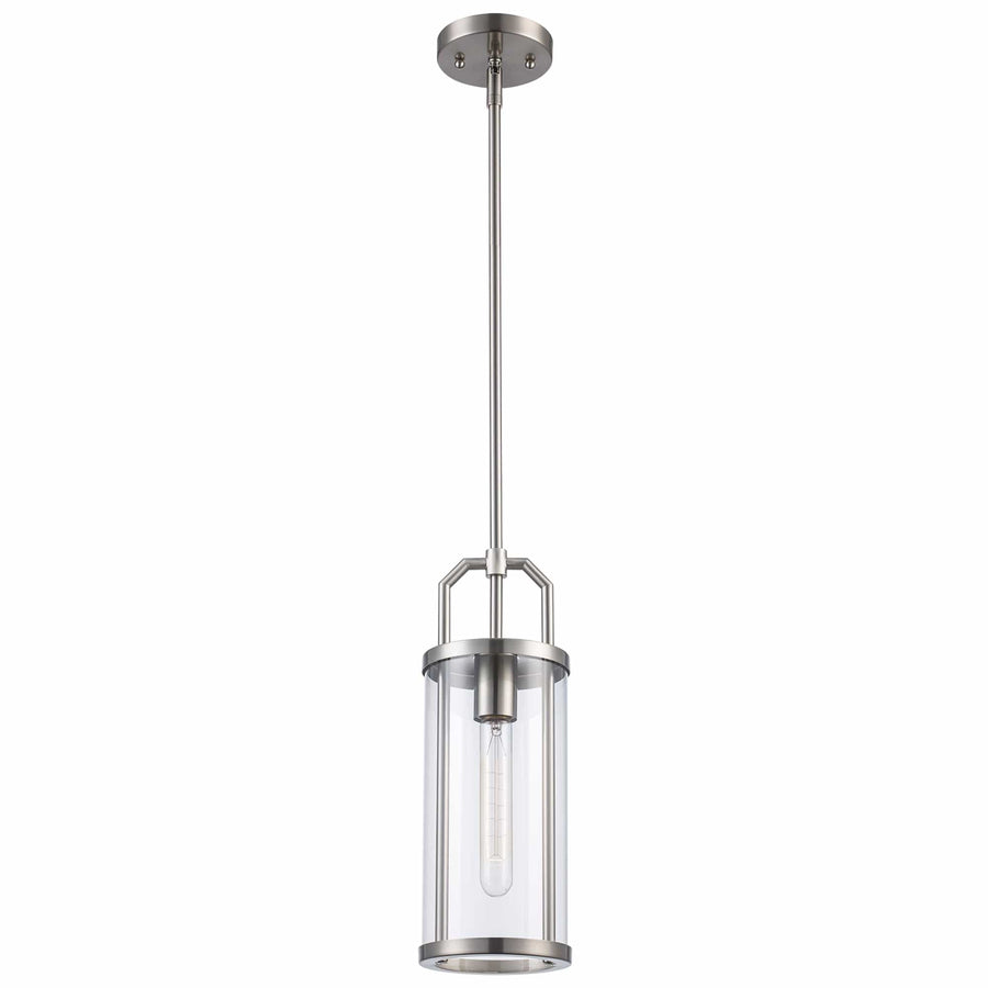 Trans Globe River 1-Light Cylinder with Glass Shade - Brushed Nickel