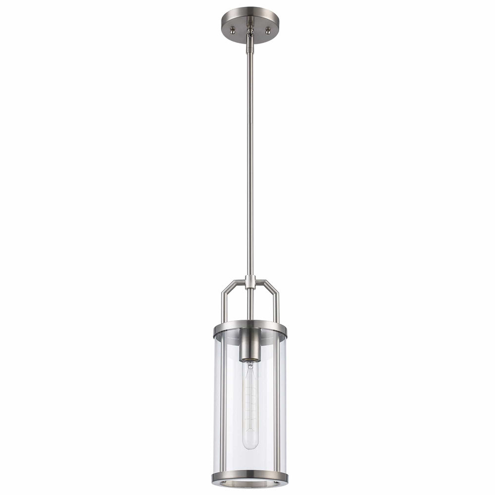 Trans Globe River 1-Light Cylinder with Glass Shade - Brushed Nickel