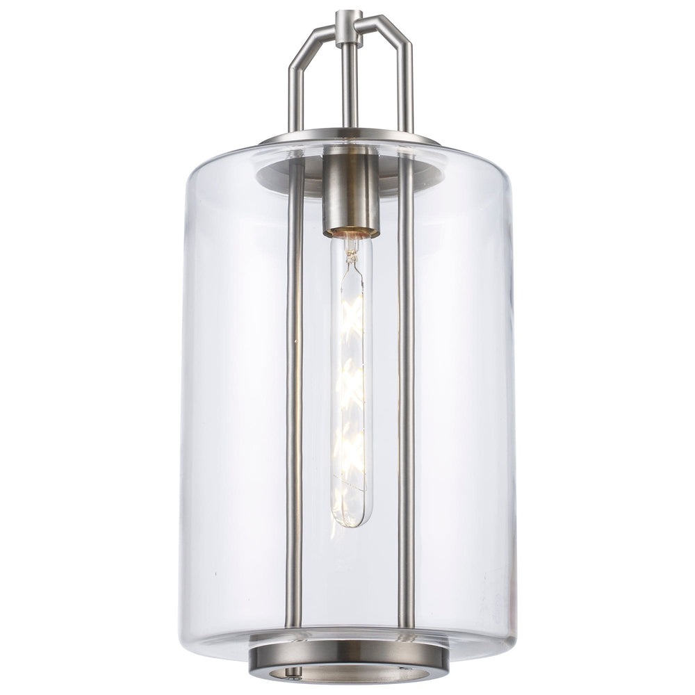 Trans Globe River 1-Light with Cylinder Glass Shade -  Brushed Nickel
