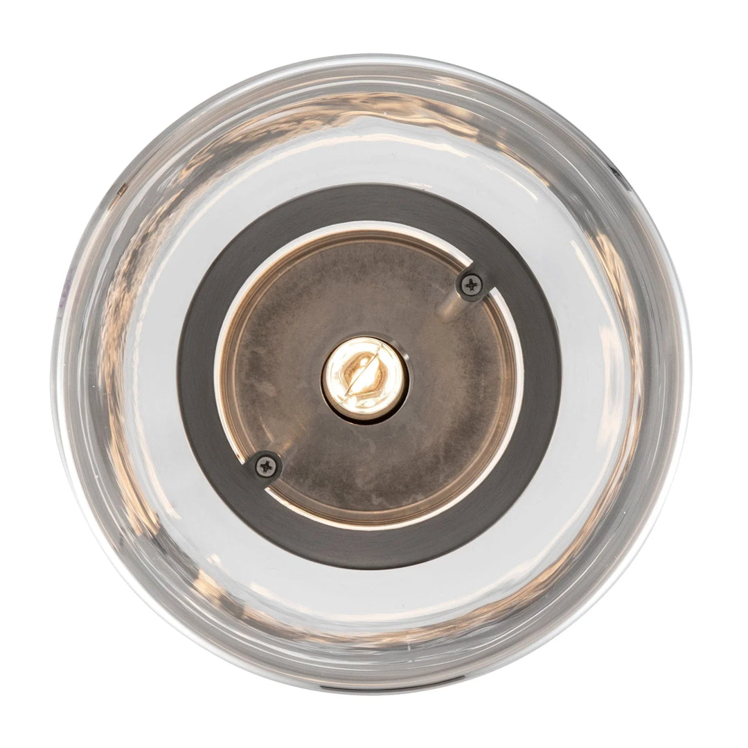 Pendant light with clear cylinder glass shade and brushed nickel finish for modern interior lighting