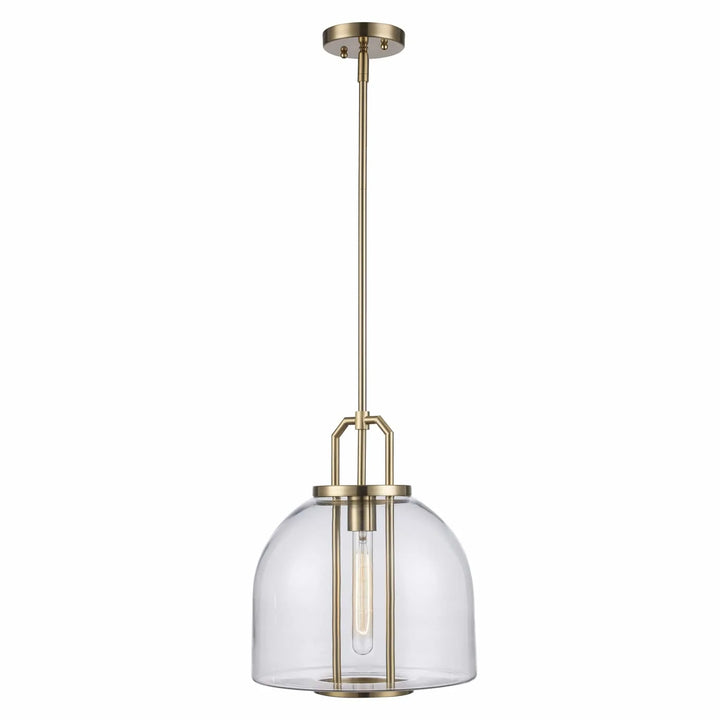Pendant light with clear glass dome shade and gold finish for modern kitchen or dining room lighting