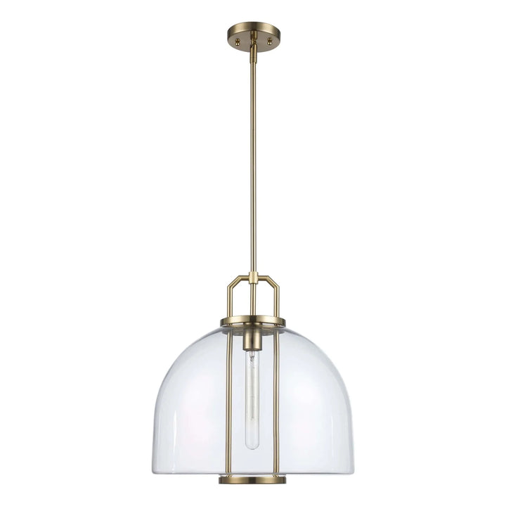 Pendant light with clear glass dome shade and antique gold finish ideal for modern kitchen lighting