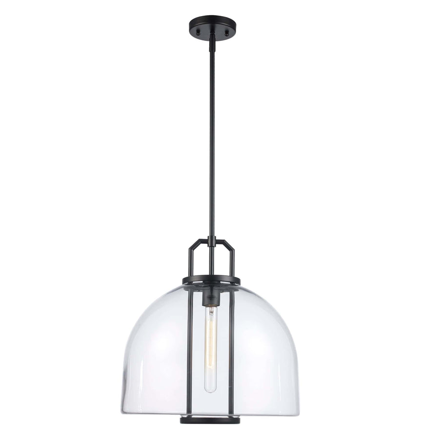 Trans Globe River 1-Light  with Glass Shade - Black