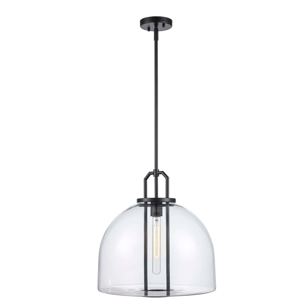 Trans Globe River 1-Light  with Glass Shade - Black