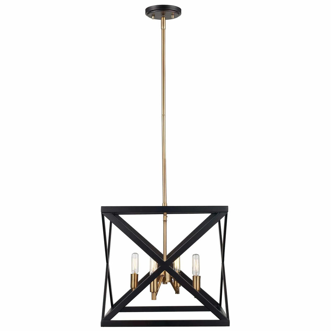 Trans Globe Rubbed Oil Bronze / Antique Brass 4-Light Ackerman 13" Pendant Style