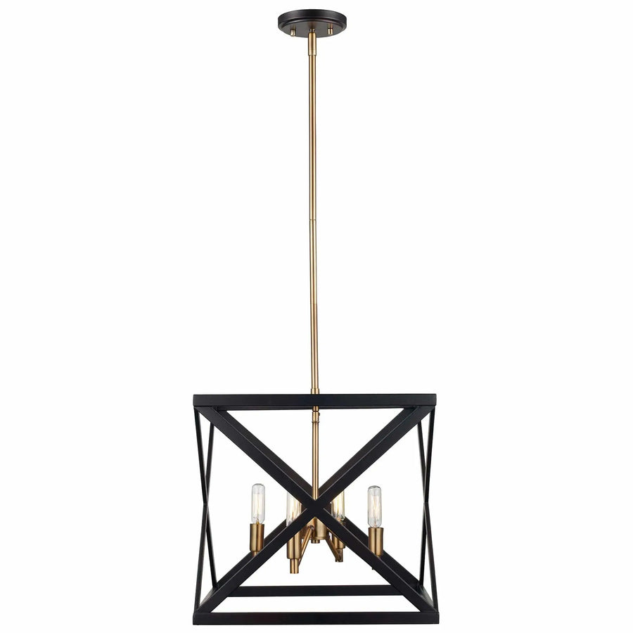 Trans Globe Rubbed Oil Bronze / Antique Brass 4-Light Ackerman 13" Pendant Style