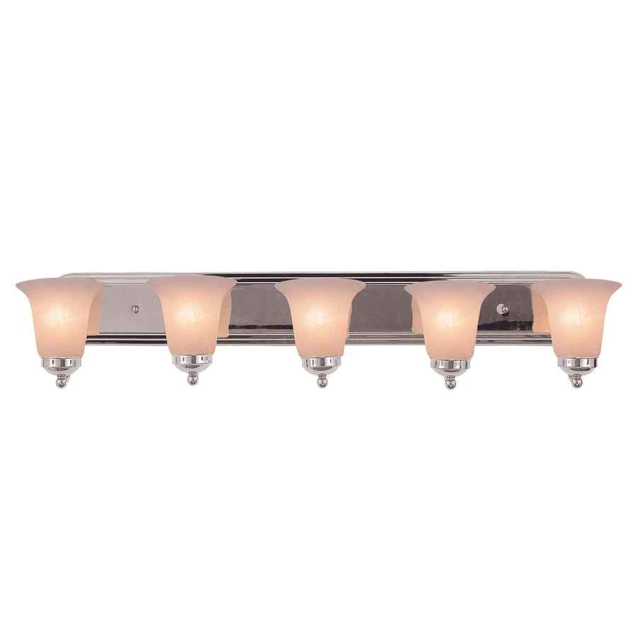 Trans Globe Rusty Collection 5-Light, Glass Bell Shades Vanity Wall Light - Polished Chrome