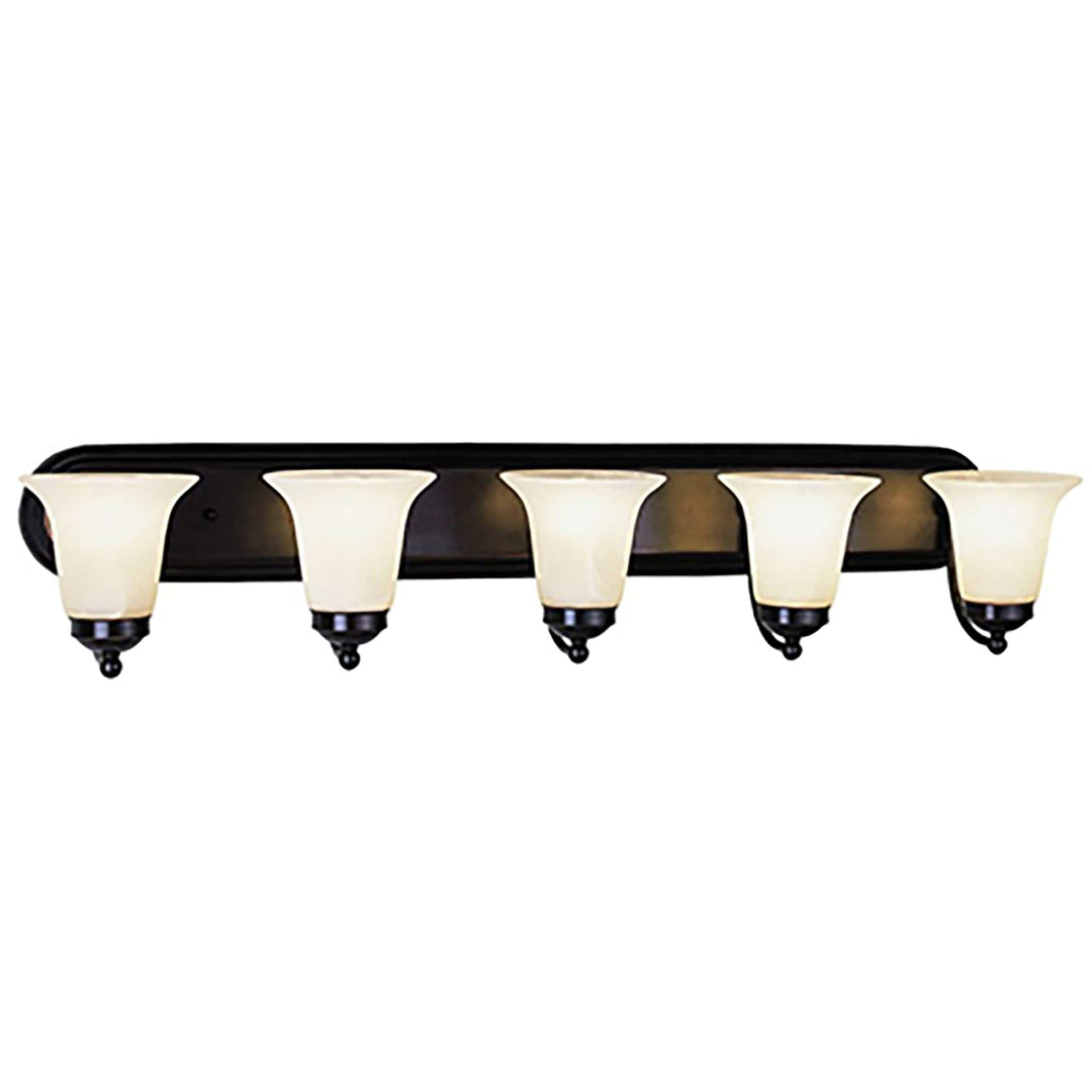 Trans Globe Rusty Collection 5-Light, Glass Bell Shades Vanity Wall Light - Rubbed Oil Bronze