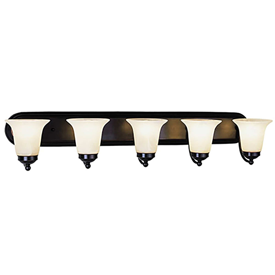 Trans Globe Rusty Collection 5-Light, Glass Bell Shades Vanity Wall Light - Rubbed Oil Bronze