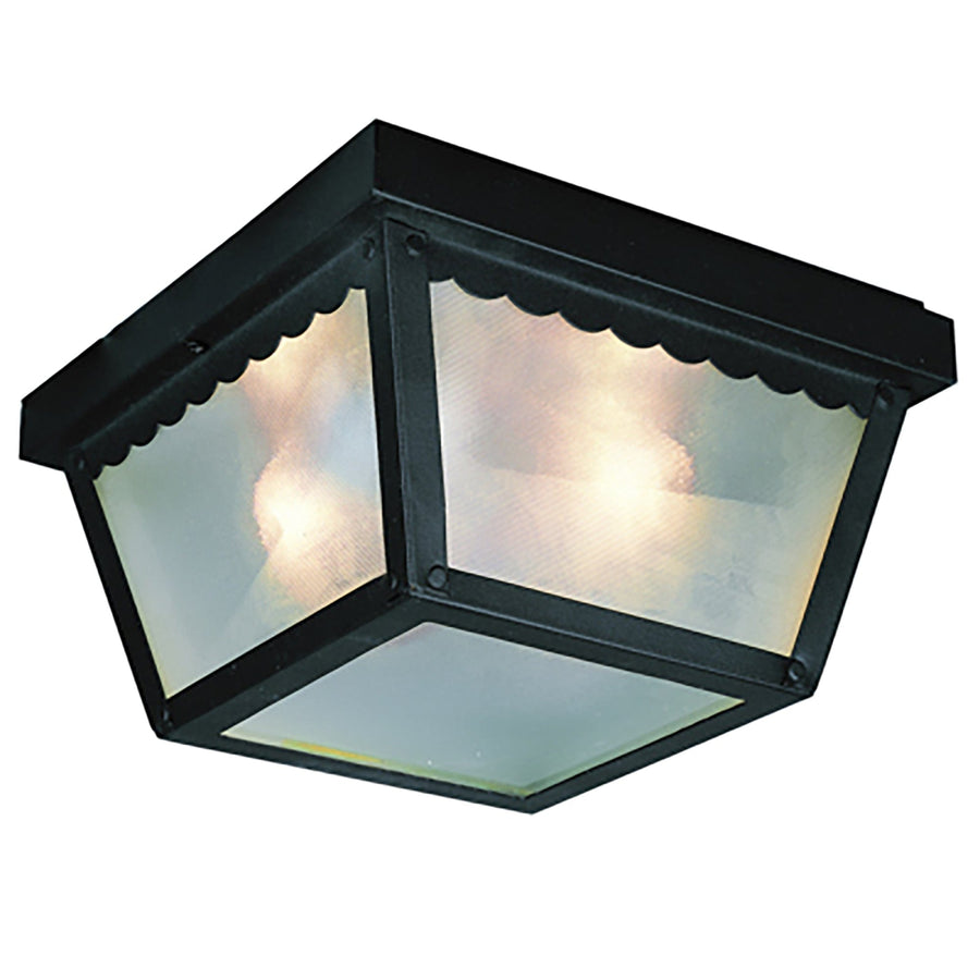 Trans Globe Samantha 1-Light, Scalloped Edge, Traditional Outdoor Flush Mount Ceiling Light - Black