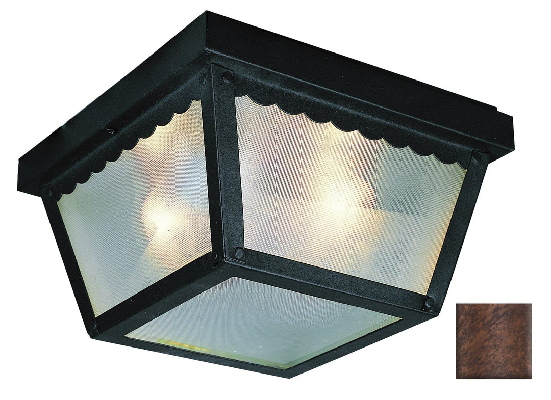 Trans Globe Samantha 2-Light, Scalloped Edge, Traditional Outdoor Flush Mount Ceiling Light - Rust