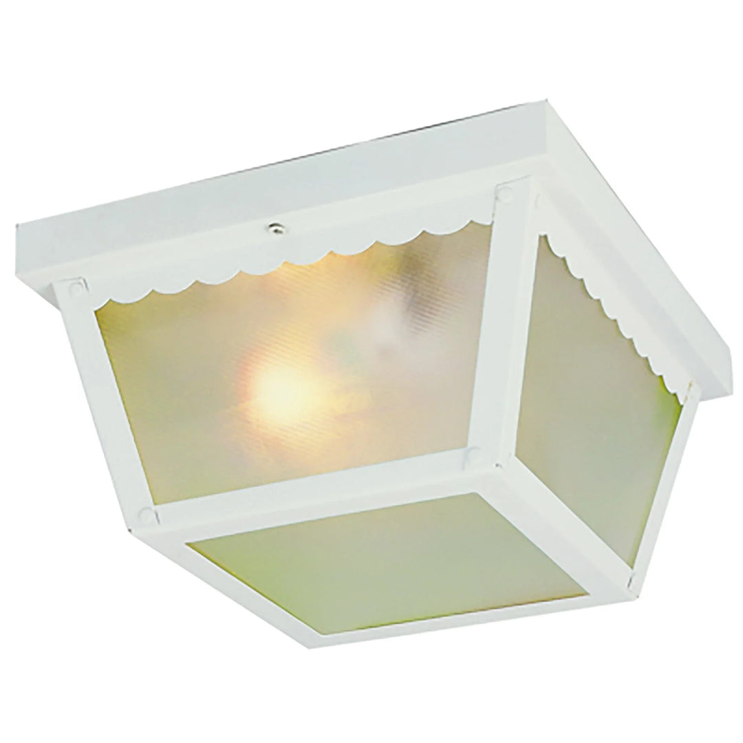 Trans Globe Samantha 2-Light, Scalloped Edge, Traditional Outdoor Flush Mount Ceiling Light - White