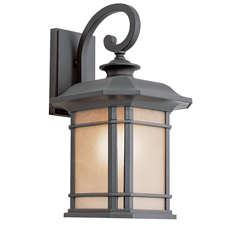 Trans Globe San Miguel Collection, Craftsman Style, Armed Wall Lantern with Tea Stain Glass Windows - Black