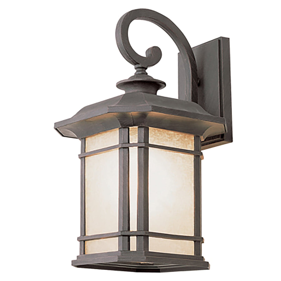 Trans Globe San Miguel Collection, Craftsman Style, Armed Wall Lantern with Tea Stain Glass Windows - Rust