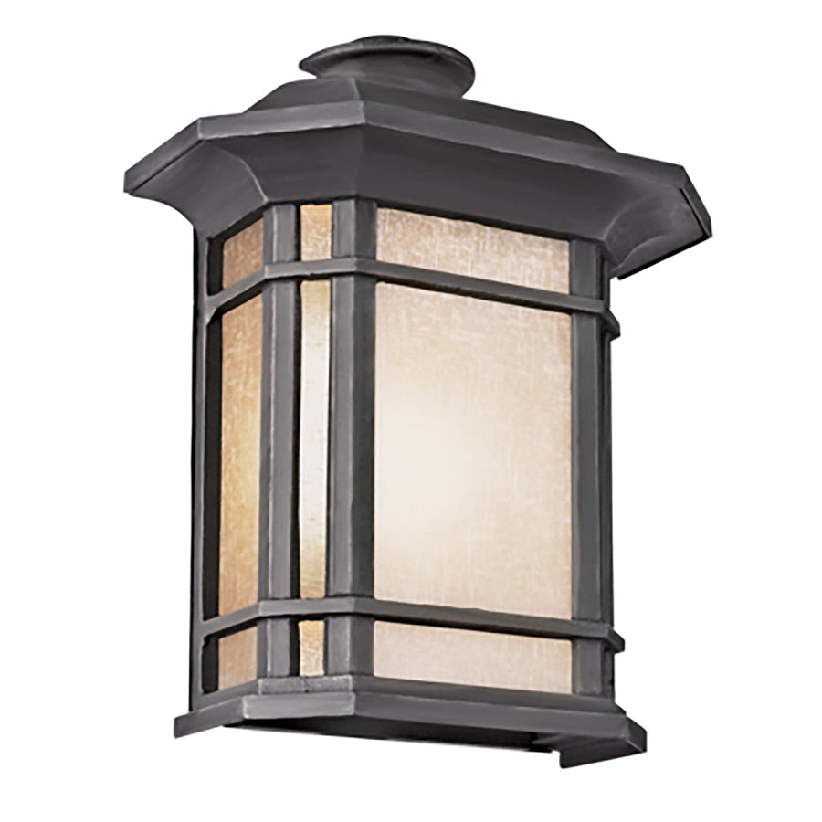 Trans Globe San Miguel, Tea Stain Glass, Outdoor Pocket Lantern Wall Light - Black