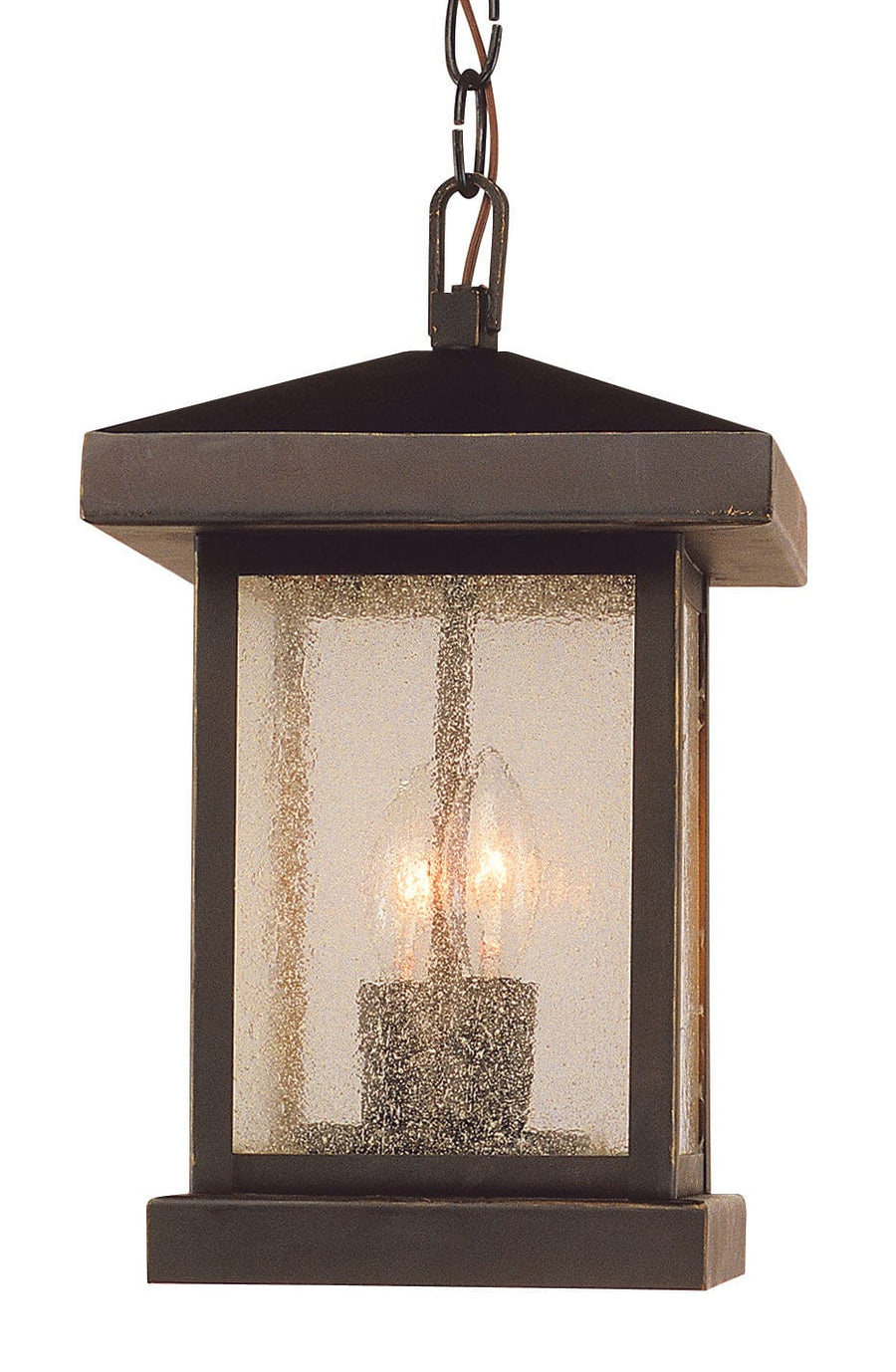 Trans Globe Santa Cruz 13" Hanging Lantern - Weathered Bronze