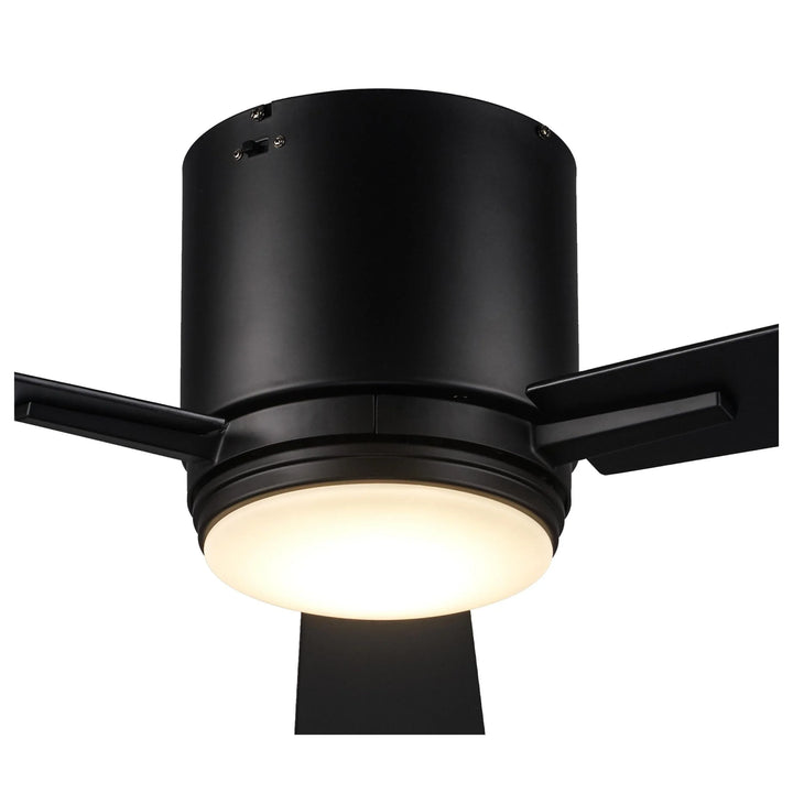 Trans Globe Sargeant 3- Blade LED Standard Ceiling Fan with Wall Control and Light Kit Included- Black