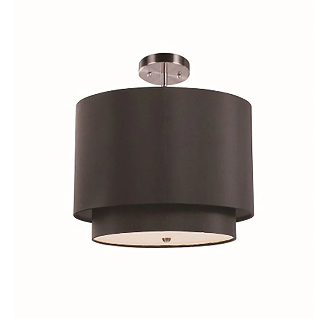 Trans Globe Schiffer 3-Light Double Drum Convertible Double Flush or Semi-Flush - Black