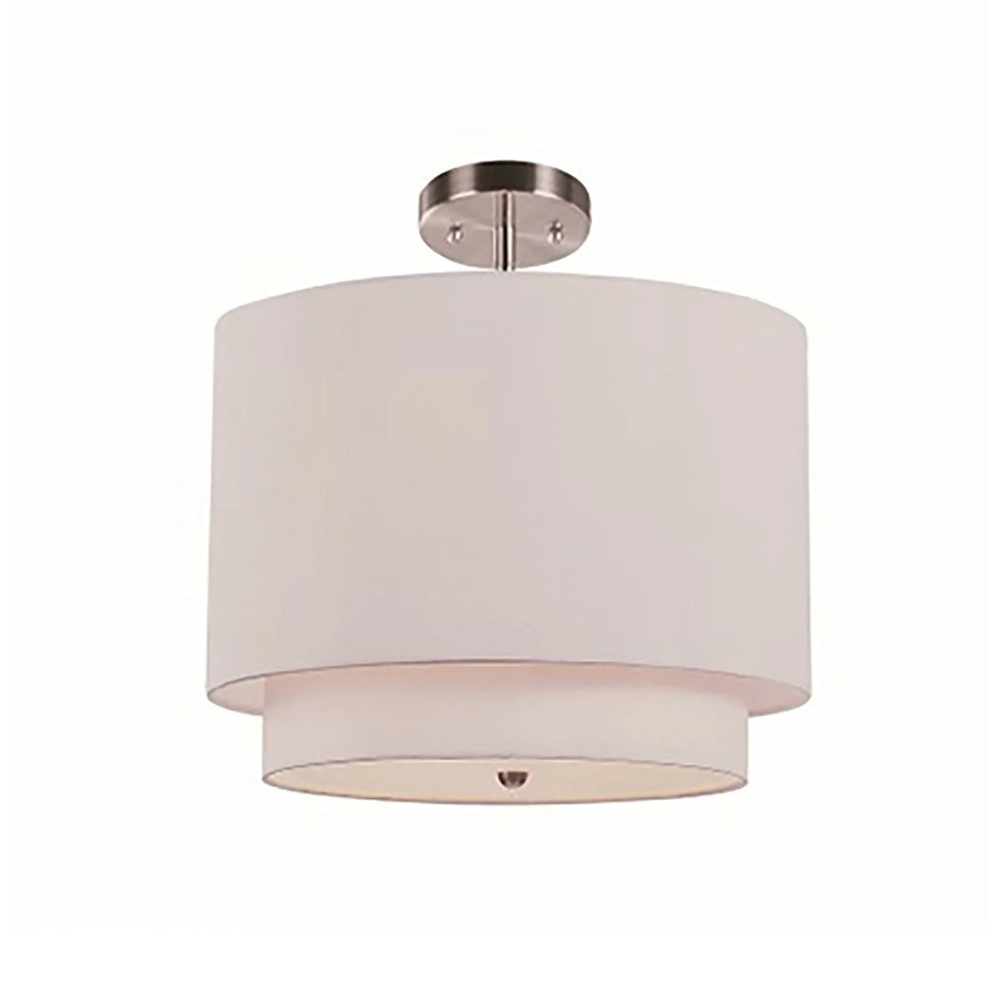 Trans Globe Schiffer 3-Light Double Drum Convertible Double Flush or Semi-Flush - Ivory
