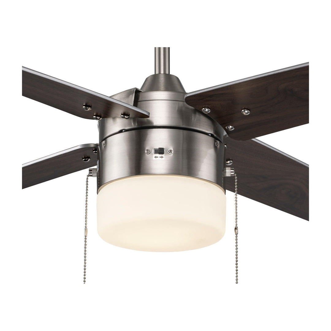 Trans Globe Schoolhouse Modern Ceiling Fan with Light Kit- Brushed Nickel