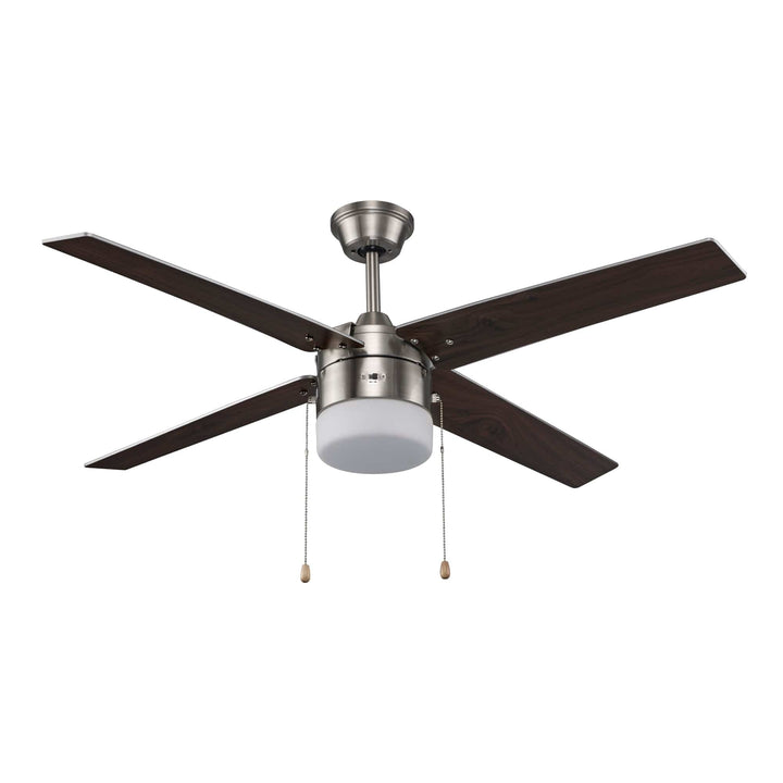 Trans Globe Schoolhouse Modern Ceiling Fan with Light Kit- Brushed Nickel