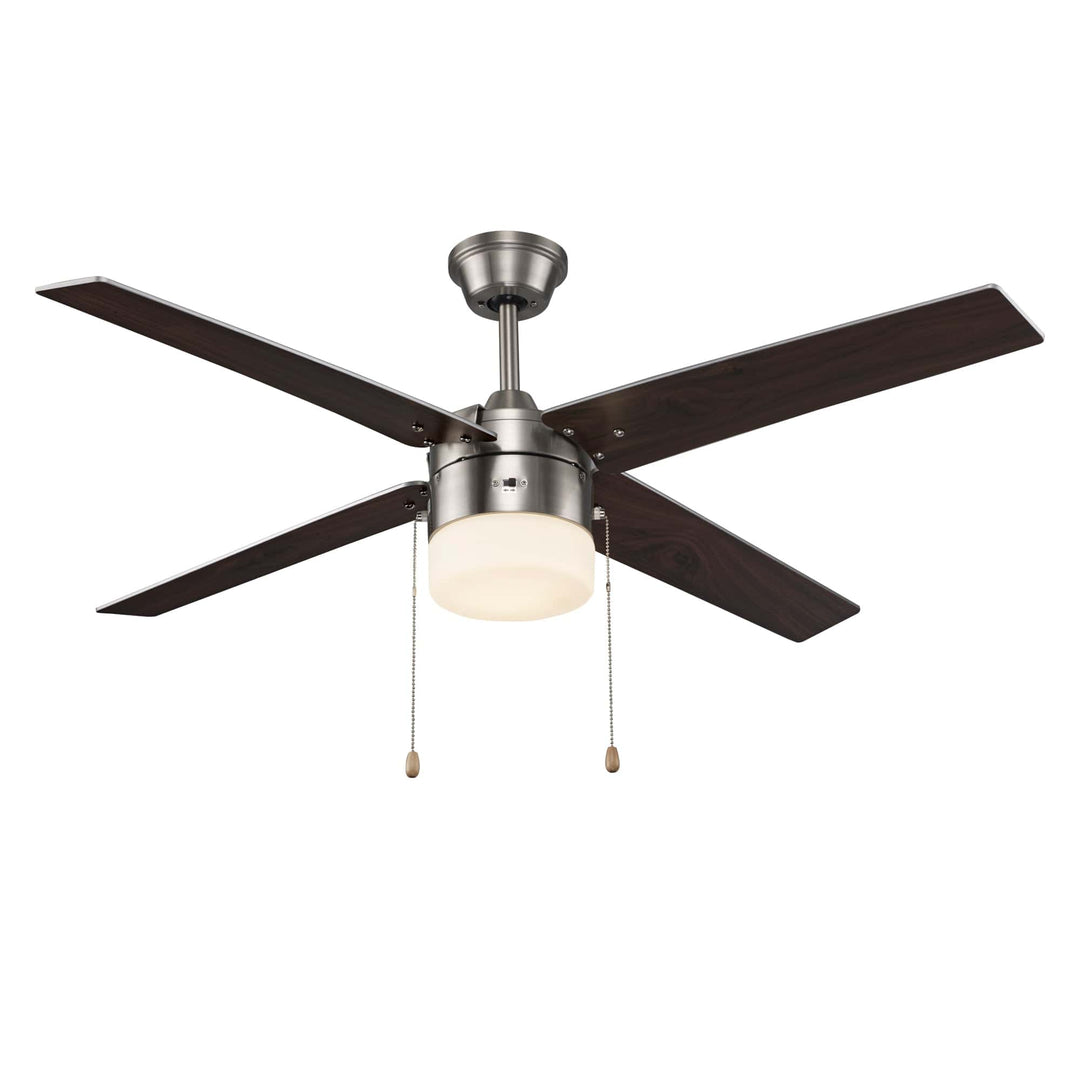Trans Globe Schoolhouse Modern Ceiling Fan with Light Kit- Brushed Nickel
