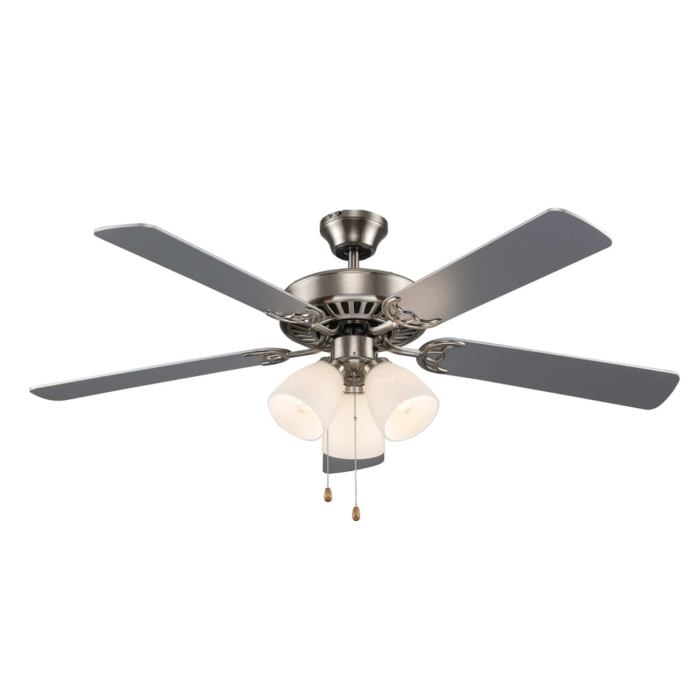 Trans Globe Solana 5-Blade Ceiling Fan With 3-Lights- Brushed Nickel
