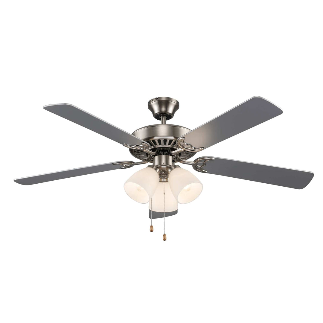 Trans Globe Solana 5-Blade Ceiling Fan With 3-Lights- Brushed Nickel