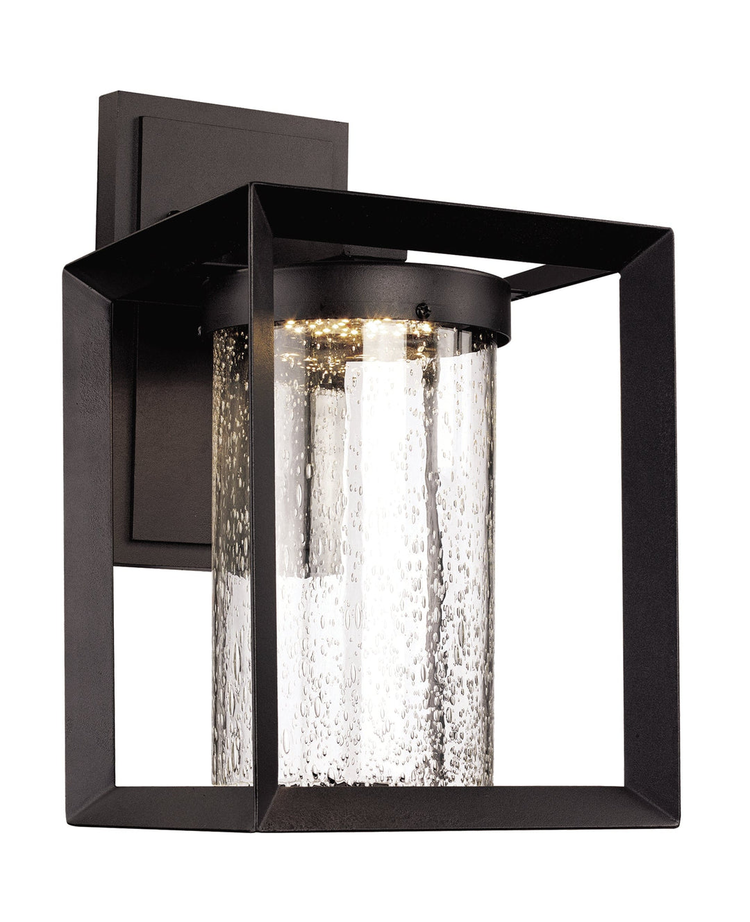 Trans Globe Taylor 15" Wall Lantern with Integrated LED Light - Black