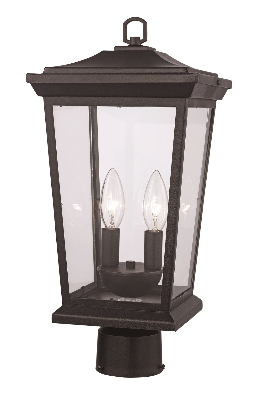 Trans Globe Turlock 12" Postmount Lantern - Black