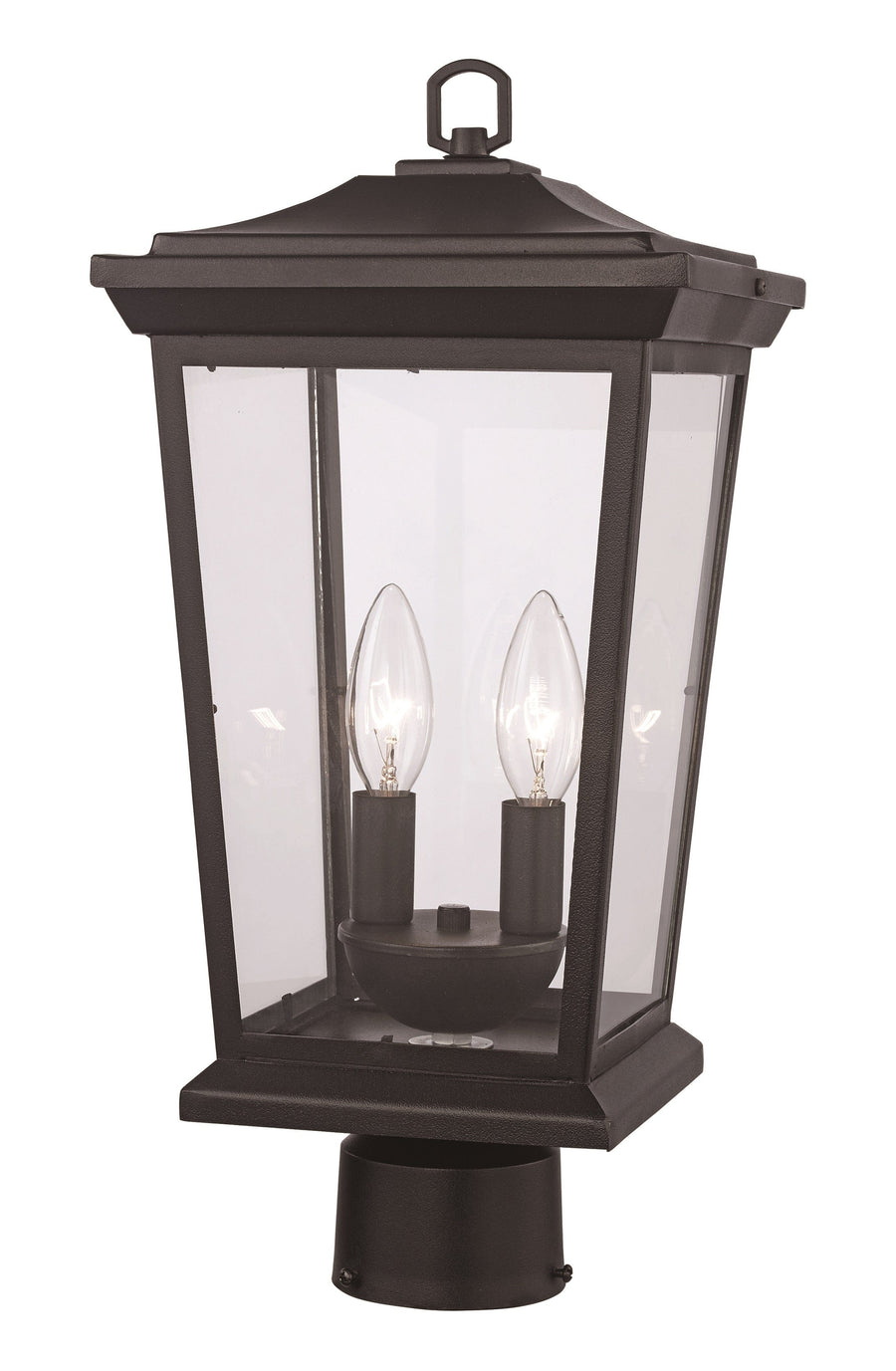 Trans Globe Turlock 12" Postmount Lantern - Black