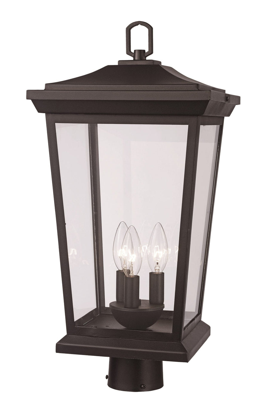 Trans Globe Turlock 15" Postmount Lantern - Black