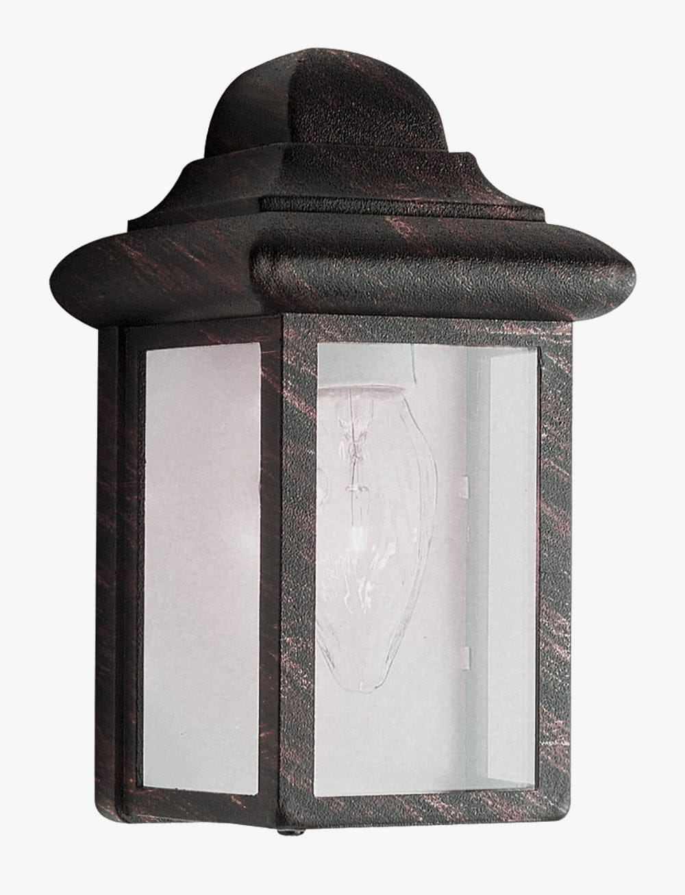 Trans Globe Vista 1-Light,Clear Glass Sides with Metal Pagoda Top, Pocket Wall Lantern - Rust