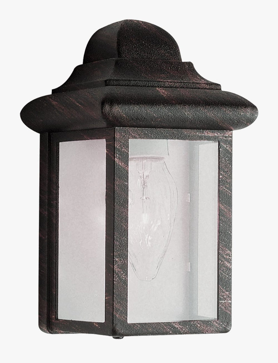 Trans Globe Vista 1-Light,Clear Glass Sides with Metal Pagoda Top, Pocket Wall Lantern - Rust