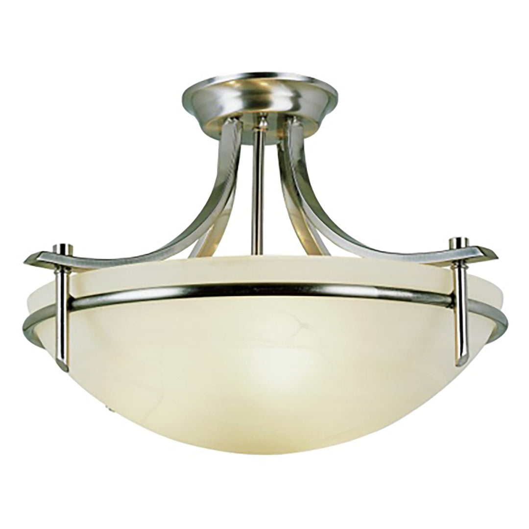 Trans Globe Vitalian Collection, Metal Trimmed Glass Bowl, Indoor Semi Flush Ceiling Light - Brushed Nickel
