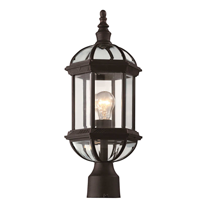 Trans Globe Wentworth 1-Light Atrium Style Post Mount Lantern Head- Black