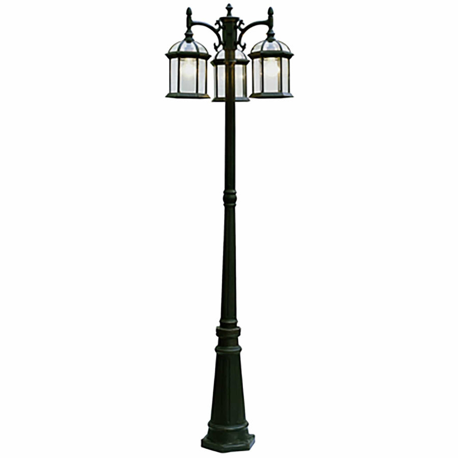 Trans Globe Wentworth 79-In. Atrium Style, 3-Light, 3-Shade Complete Lamp Post Set- Black