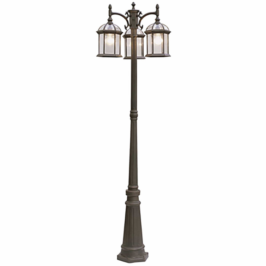Trans Globe Wentworth 79-In. Atrium Style, 3-Light, 3-Shade Complete Lamp Post Set- Rust