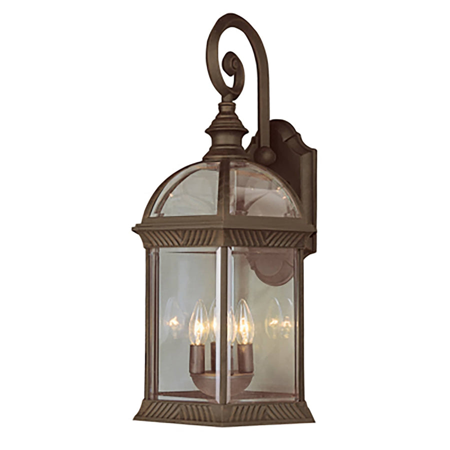 Trans Globe Wentworth Atrium Style, Armed Outdoor Wall Lantern Light, with Open Base- Rust