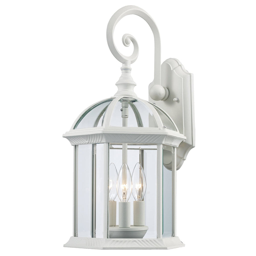 Trans Globe Wentworth Atrium Style, Armed Outdoor Wall Lantern Light, with Open Base-White
