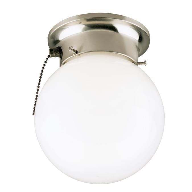 Westinghouse Westinghouse - 6 in, One-light Indoor Flush with Pull Chain, Base E26 Medium - Brushed Nickel