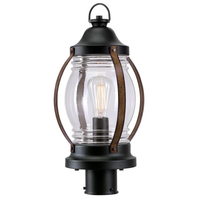 Westinghouse Westinghouse - Canyon, Post Top,  Base E26 Lamp - Textured Black and Barnwood