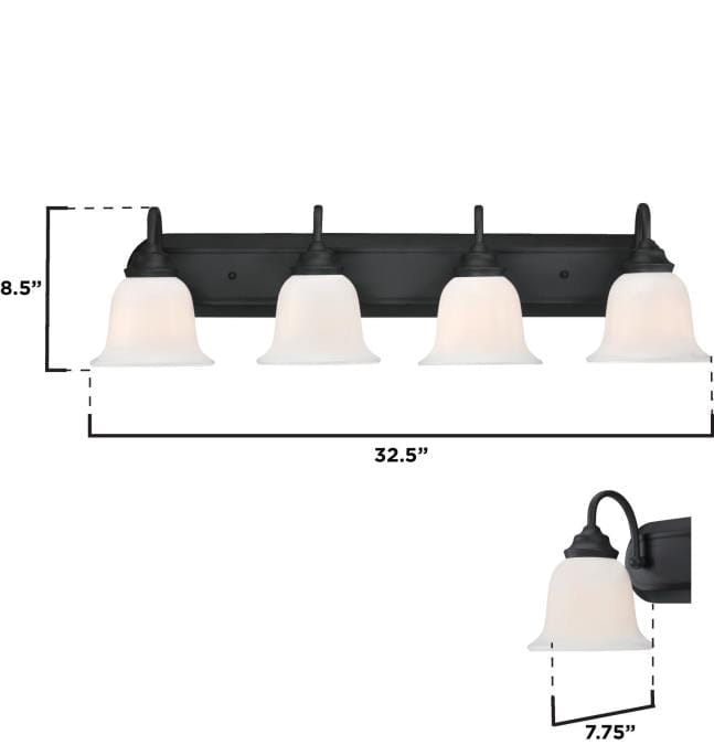 Westinghouse Westinghouse - Harwell, Four Light, Base E26 Medium - Matte Black